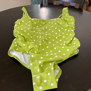 Green poke a dot one piece swim suit